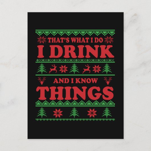 醜いおもしろいクリスマスセーターのウイスキーことわざ ポストカード (正面)