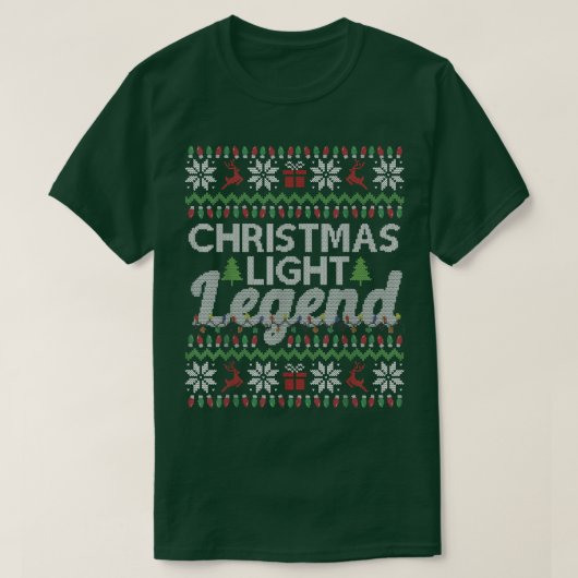 醜いおもしろいクリスマスセーターのライトレジェンド Tシャツ (デザイン正面)
