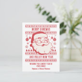 醜いおもしろいクリスマスセーターカスタムピックボール シーズンポストカード (スタンド正面)