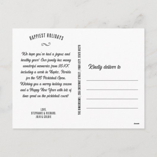 醜いおもしろいクリスマスセーターカスタムピックボール シーズンポストカード (裏面)