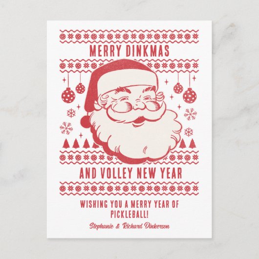醜いおもしろいクリスマスセーターカスタムピックボール シーズンポストカード (正面)