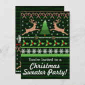 醜いおもしろいクリスマスセーターパーティの招待状 招待状 (正面/裏面)