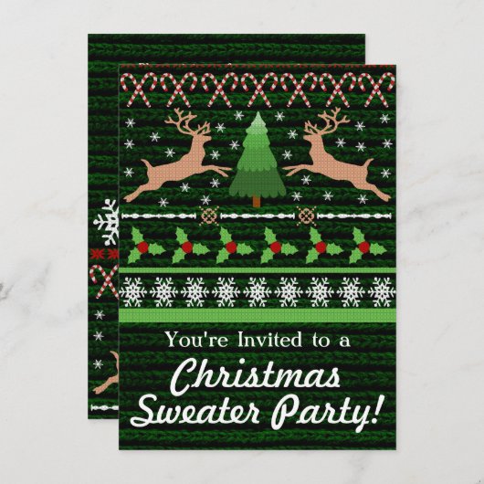 醜いおもしろいクリスマスセーターパーティの招待状 招待状 (正面/裏面)