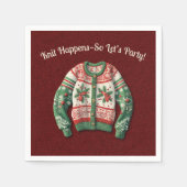 醜いおもしろいクリスマスセーターホリデーパーティー スタンダードカクテルナプキン (正面)