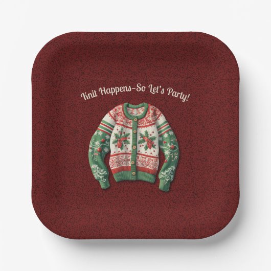 醜いおもしろいクリスマスセーターホリデーパーティー ペーパープレート (正面)