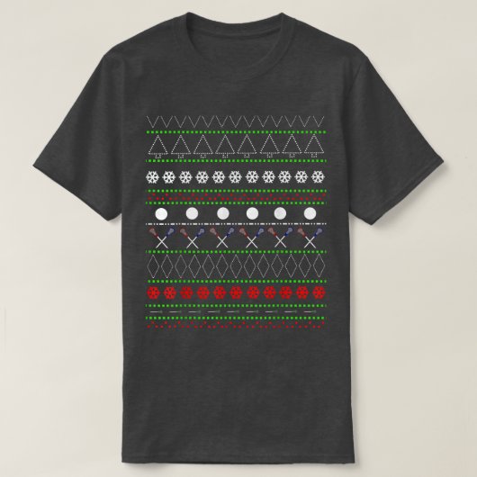 醜いおもしろいクリスマスセーターラクロスデザイン Tシャツ (デザイン正面)