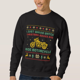醜いおもしろいクリスマスセーター乗りバイクバイクもしくは自転車に乗る人 スウェットシャツ