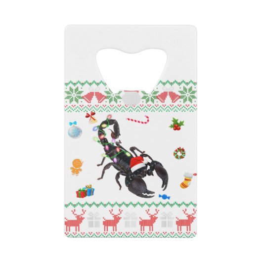 醜いおもしろいクリスマスセーター動物ライトクリスマスS クレジットカード栓抜き (正面)
