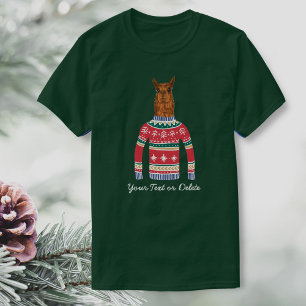 醜いおもしろいクリスマスセーター可愛いラマ恋人 Tシャツ