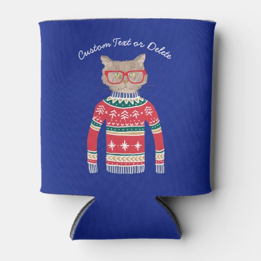 醜いおもしろいクリスマスセーター猫好きカスタム 缶クーラー (正面)
