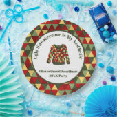 醜いおもしろいクリスマスセーター赤グリーン金ゴールド ペーパープレート (パーティー)