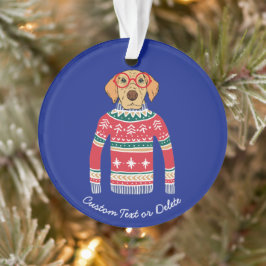 醜いおもしろいクリスマスセーター、眼鏡をかけている犬 オーナメント