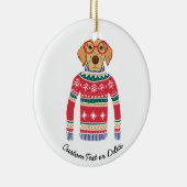 醜いおもしろいクリスマスセーター、眼鏡をかけている犬 セラミックオーナメント (右)