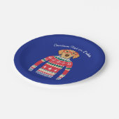 醜いおもしろいクリスマスセーター、眼鏡をかけている犬 ペーパープレート (アングル)