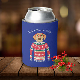 醜いおもしろいクリスマスセーター、眼鏡をかけている犬 缶クーラー