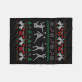 醜いおもしろいクリスマスバレーボールクリスマススポーツホリダ フリースブランケット (正面(横))