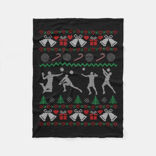醜いおもしろいクリスマスバレーボールクリスマススポーツホリダ フリースブランケット (正面)