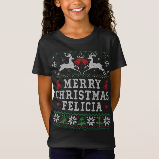 醜いおもしろいクリスマスメリークリスマスフェリシア Tシャツ (正面)