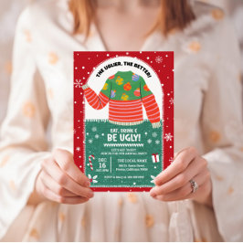 醜いおもしろいセーターのクリスマスパーティー 招待状