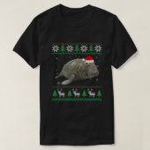 醜いおもしろいセータークリスマスアニマルズサンタマナティー Tシャツ (デザイン正面)