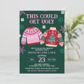 醜いおもしろいセータークリスマスパーティー&スノーフレーク 招待状 (スタンド正面)