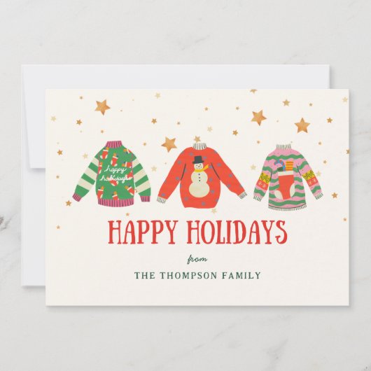 醜いおもしろいセータークリスマスホリデーカード シーズンカード (正面)