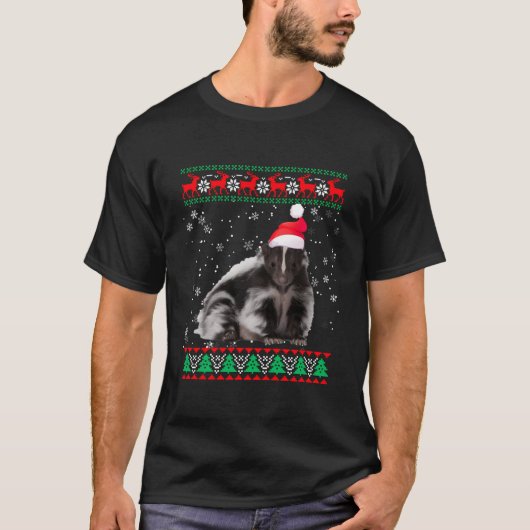 醜いおもしろいセータークリスマス動物クリスマススススススカンクロロ Tシャツ (正面)