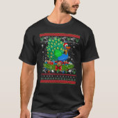 醜いおもしろいセータークリスマス動物クリスマスピーコック Tシャツ (正面)