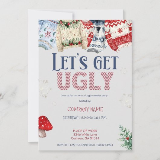 醜いおもしろいセータ企業のーのクリスマスパーティー 招待状 (正面)