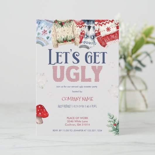 醜いおもしろいセータ企業のーのクリスマスパーティー 招待状 (スタンド正面)