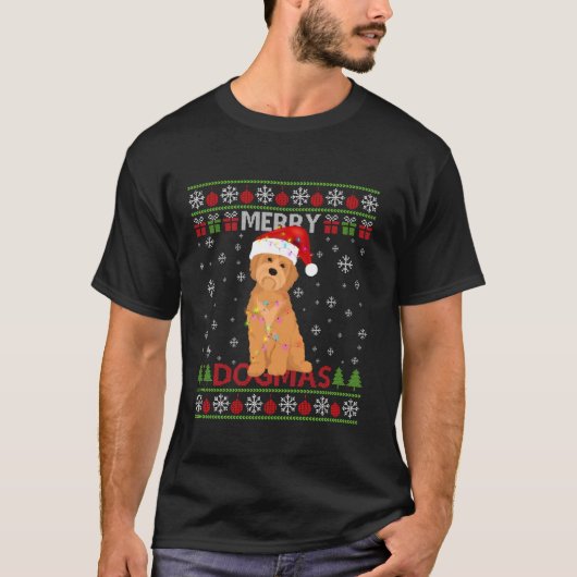 醜いおもしろいドグマメリーハバニーズクリスマスドッグサンタハ Tシャツ (正面)