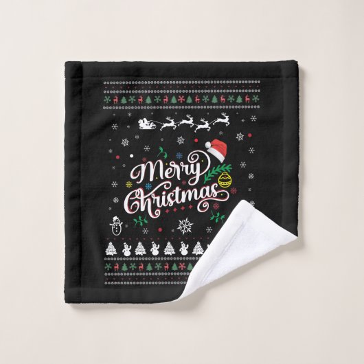 醜いおもしろいメリークリスマス バスタオルセット (ウォッシュタオル)