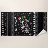 醜いおもしろいメリークリスマス ビーチタオル (正面)