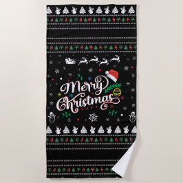 醜いおもしろいメリークリスマス ビーチタオル