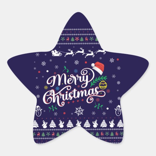 醜いおもしろいメリークリスマス 星シール (正面)