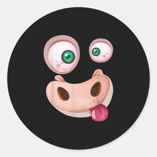 醜いおもしろい怪物の牛顔ハロウィーンギフト ラウンドシール (正面)