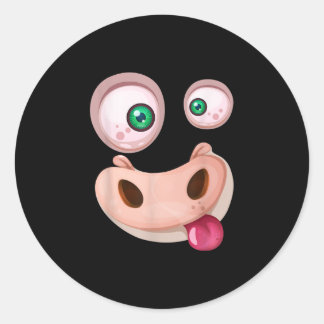 醜いおもしろい怪物の牛顔ハロウィーンギフト ラウンドシール