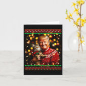 醜いおもしろい猫好きのためのトランプクリスマスセーター カード (黄色い花)