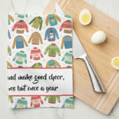 醜いが可愛い醜いクリスマスセーター休日引用文 キッチンタオル (四つ折り)