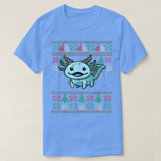 醜いアニメクリスマスセーおもしろいターかわいいAolotl Lig Tシャツ (デザイン正面)