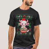 醜いアニメクリスマスセーターかわいい食べアクソロトル Tシャツ (正面)
