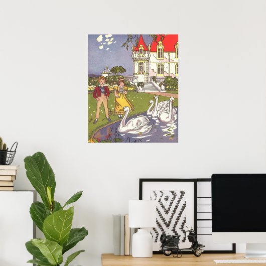 醜いアヒルのヴィンテージ童話 ポスター (ホームオフィス)