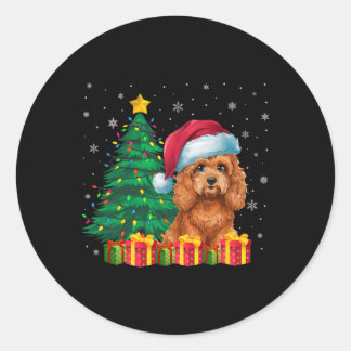 醜いアポSanta Hatクリスマスライトドッグラバークズマ ラウンドシール
