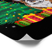 醜いアメリカブルドッグサンタハットクリスマスライトD ポスター (角)