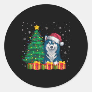 醜いアラスカンクレカイサンタハットクリスマスライトD ラウンドシール