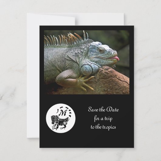 醜いイグアナのシルエット写真遊の日付 招待状 (正面)