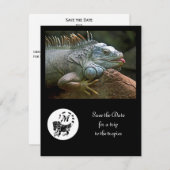 醜いイグアナのシルエット写真遊の日付 招待状 (正面/裏面)