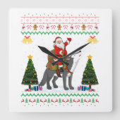 醜いオオカミクリスマスギフトサンタライディングオカミのクリスマス スクエア壁時計 (正面)