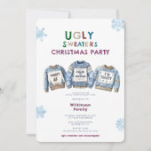 醜いカラフルクリスマスセーターパーティの招待状 招待状 (正面)