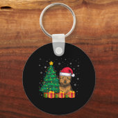 醜いカーンテリアサンタハットクリスマスライトドッグ キーホルダー (正面)
